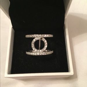 Silver Pave Stone Ring